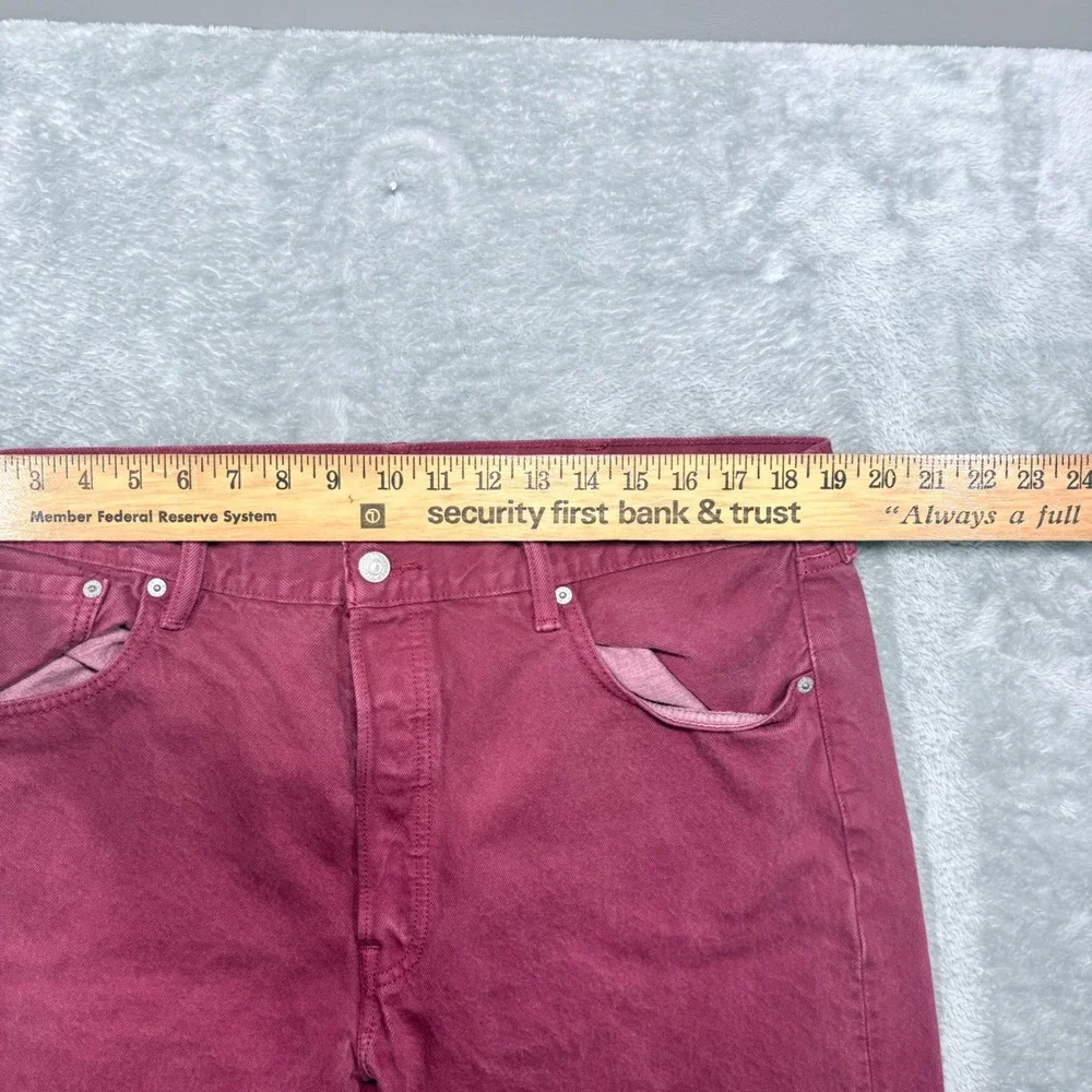 Levi's 501 Original Fit Mens 38x30 Pink Maroon Button Fly Straight Leg Jeans